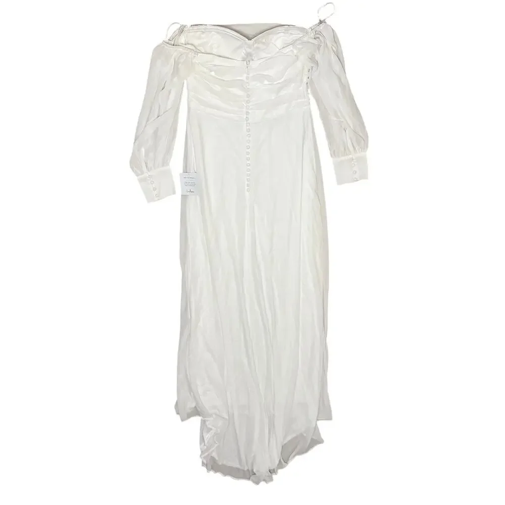 NWT Lulus Adorna White Off-the-Shoulder Maxi Dress Size M - Picture 9 of 11